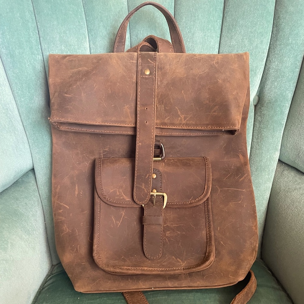 Amazing Vietnamese Handmade Distressed Leather Backpack
